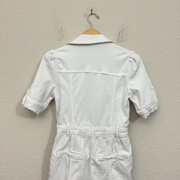 AVEC LES FILLES Jean Romper White Denim Cotton Stretch *Missing Belt* - Picture 5 of 11